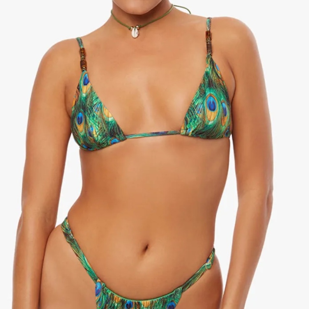 WeWoreWhat Green Peacock Bikini Top